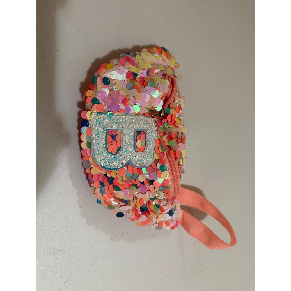 Justice Girls Pink Sequin Initial B Belt Bag Multi Color Adjustable Strap